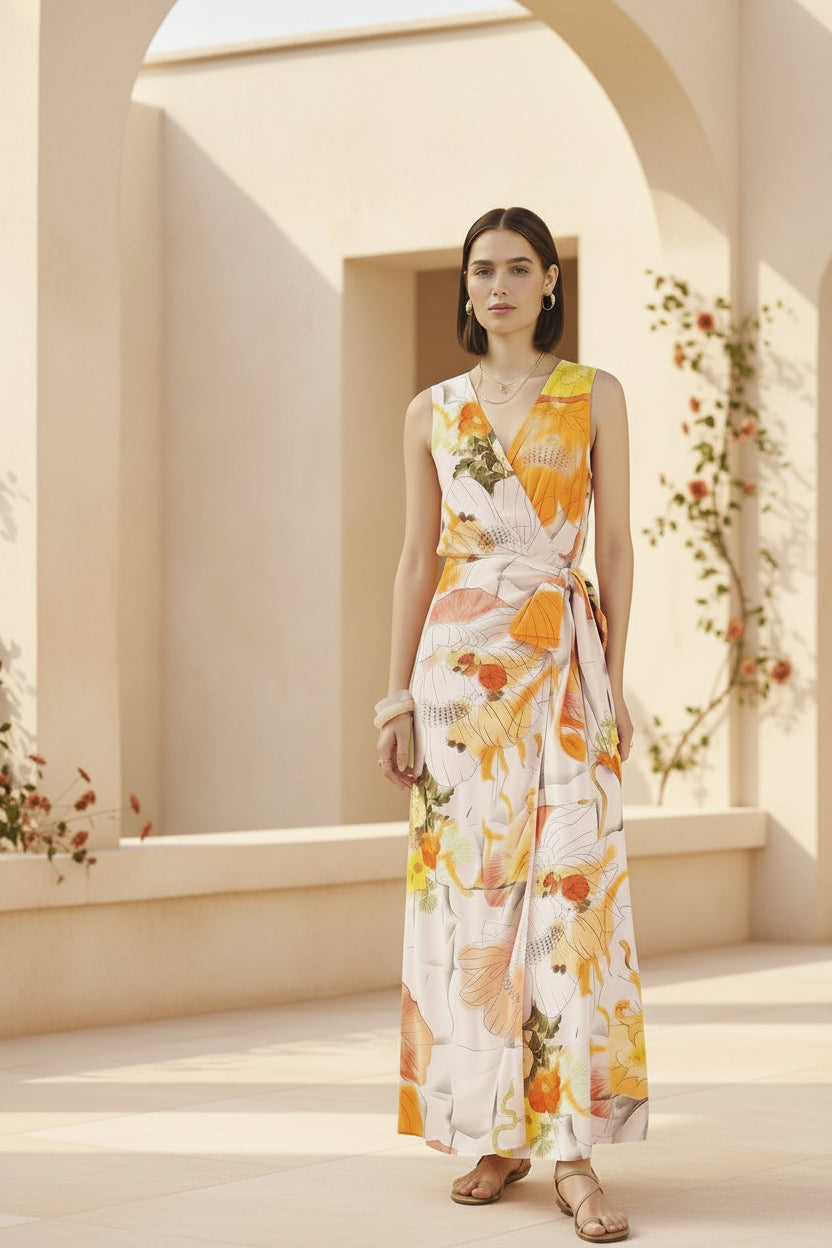 Maxi wrap patterned Dress