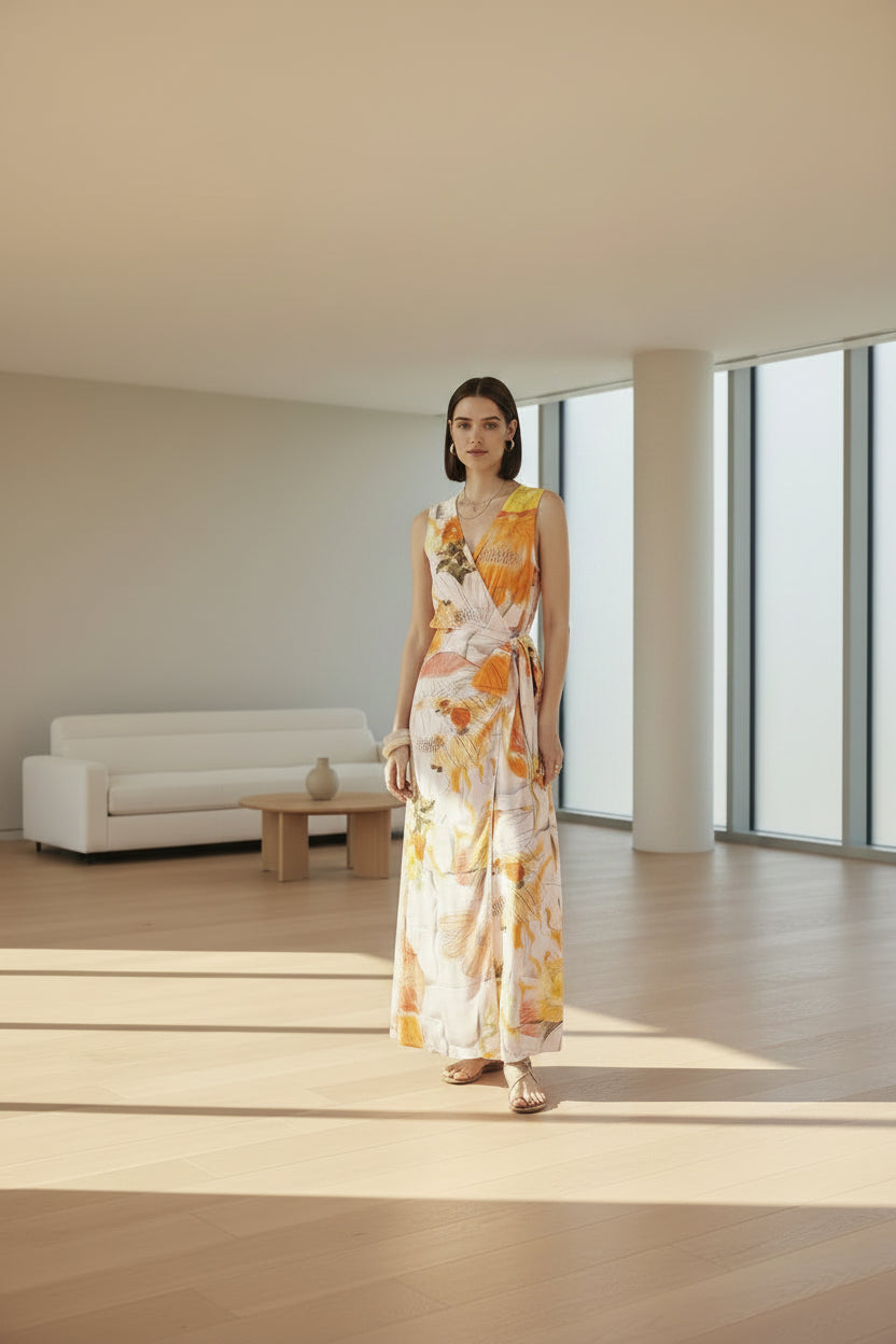Maxi wrap patterned Dress