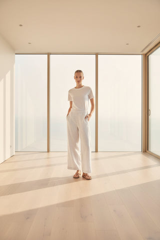 Mabel Linen Pant - White: White / 8