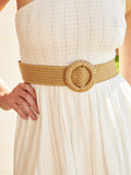 Camine Circle Buckle Straw Belt
