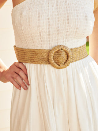 Camine Circle Buckle Straw Belt