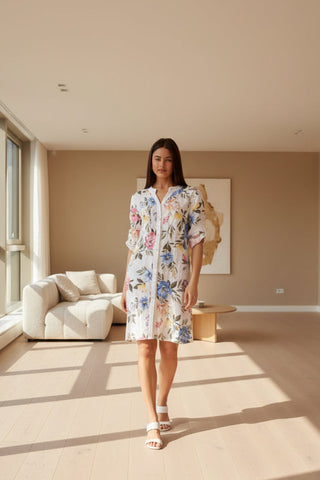 White-Sequin Shirt Dress