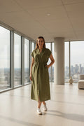 Cap Sleeve solid Midi Dress