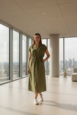 Cap Sleeve solid Midi Dress