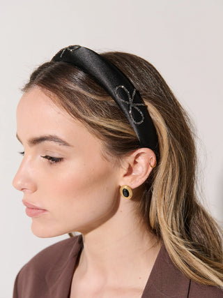Black Diamante Bow Headband