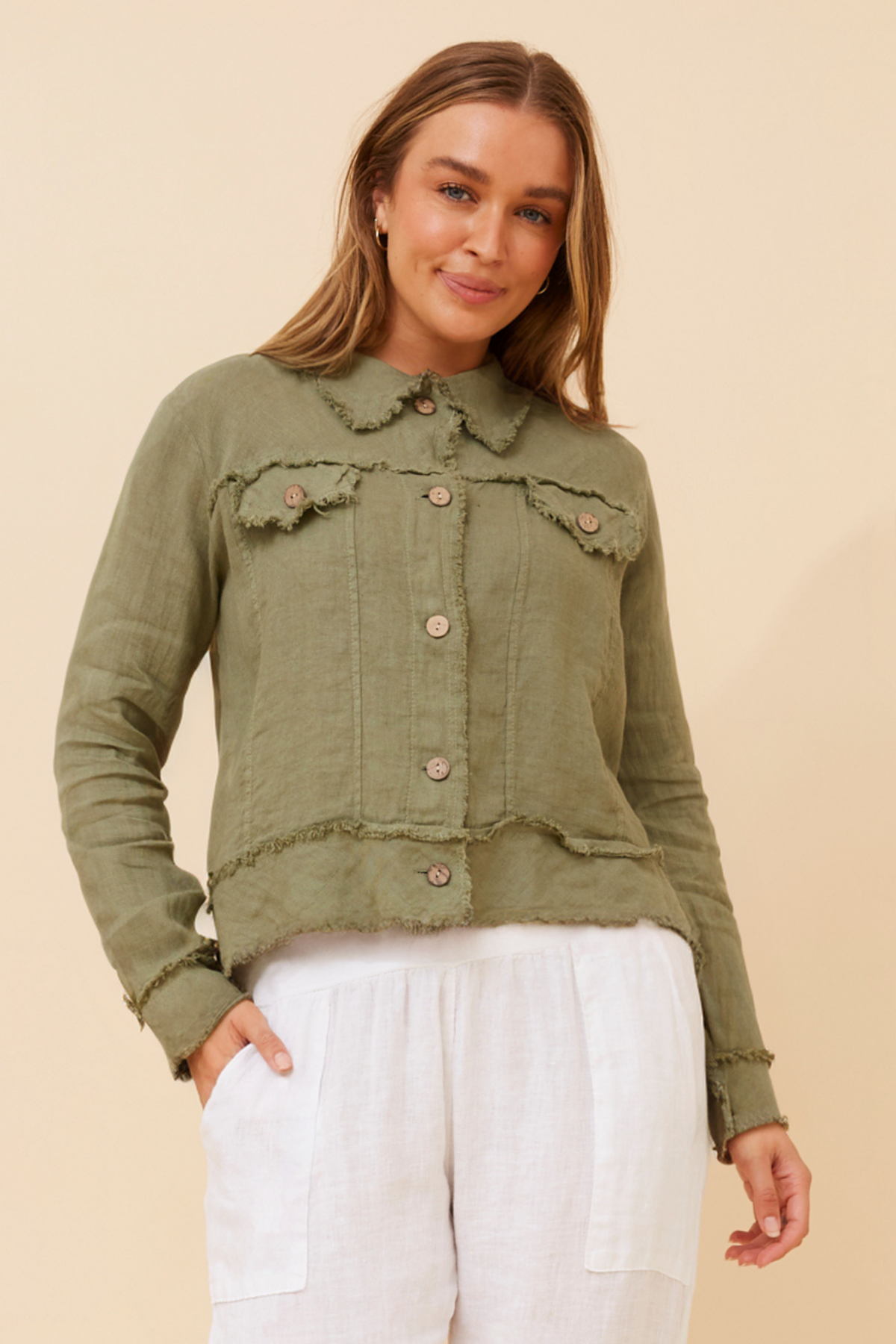 Log Sleeve Linen Jacket