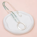 Oval Pendant with Green Quartz Long Necklace