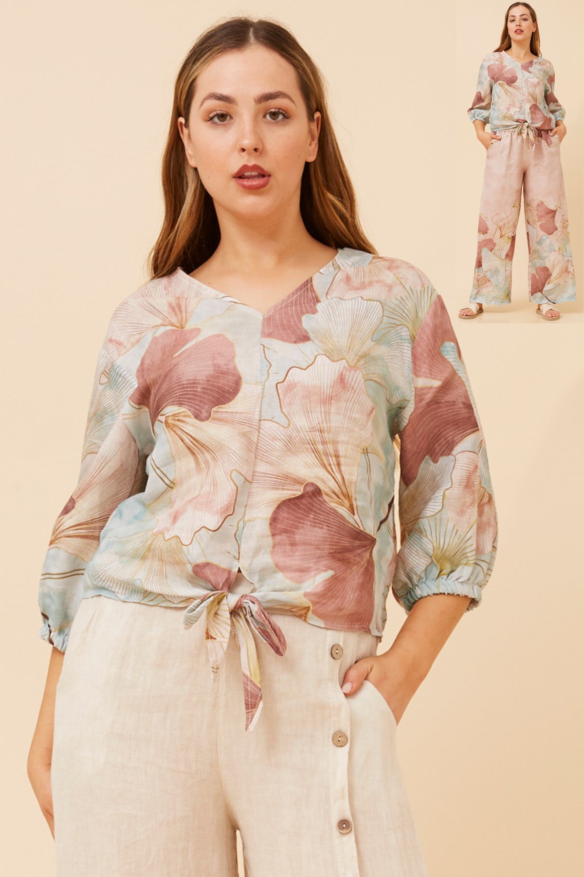 Linen Tie-front Shirt