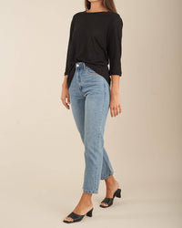 Bronte Linen Jersey Top - Black: Black / XL