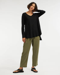 Andie Long Sleeve Tunic Top - Black: Black / L
