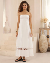 Load image into Gallery viewer, Strapless White Cotton Maxi-Dress