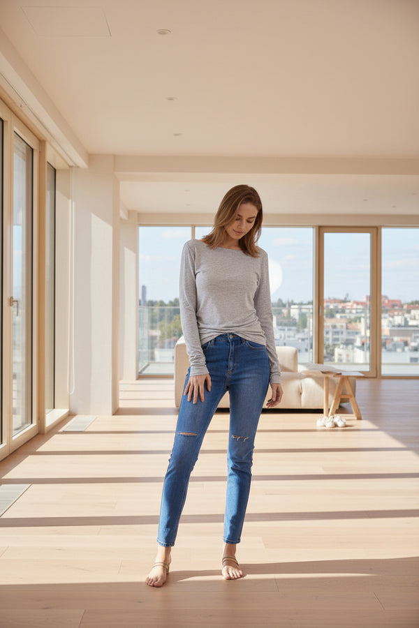 Grey Long Sleeve Top