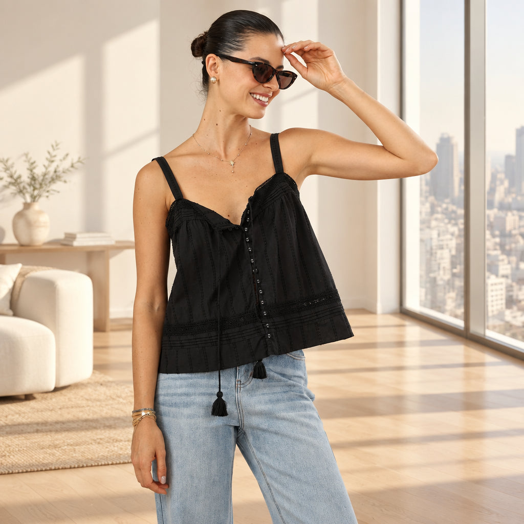 Black Cotton Cami