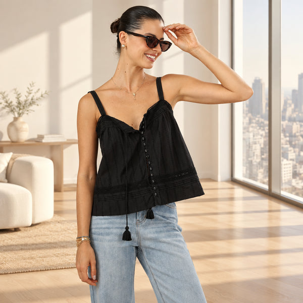 Black Cotton Cami