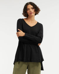 Andie Long Sleeve Tunic Top - Black: Black / S