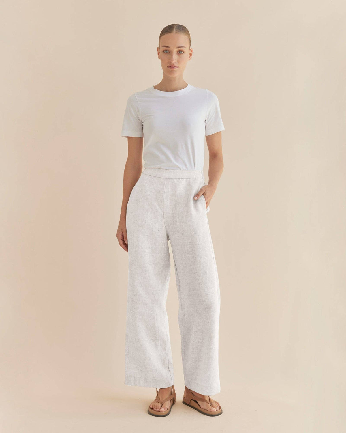 Mabel Linen Pant - White: White / 16