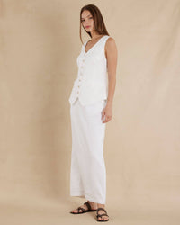 Mabel Linen Skirt - White: White / 16