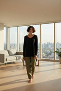 Andie Long Sleeve Tunic Top - Black: Black / S