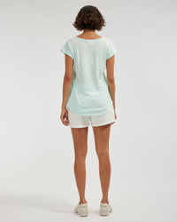 Sadie V Neck Tee - Sky Blue: Sky Blue / XS