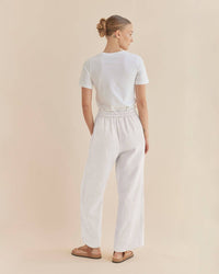 Mabel Linen Pant - White: White / 8