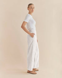 Mabel Linen Pant - White: White / 16