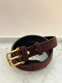 Halley Suede Buckle Belt - Brown