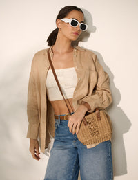 Piccolo Petite Straw bag -Tan