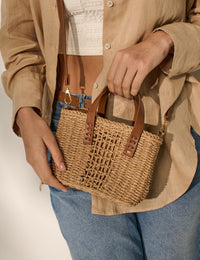 Piccolo Petite Straw bag -Tan
