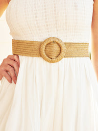 Camine Circle Buckle Straw Belt