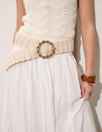 Camine Circle Buckle Straw Belt (Copy)