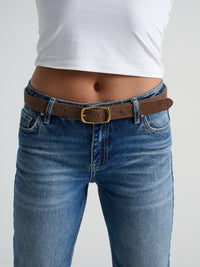 Mocha Genuine Suede Belt