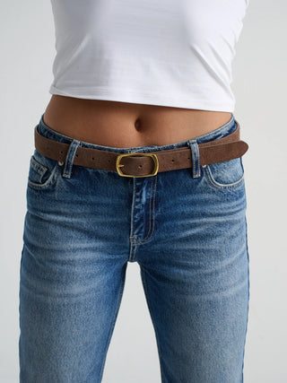 Mocha Genuine Suede Belt