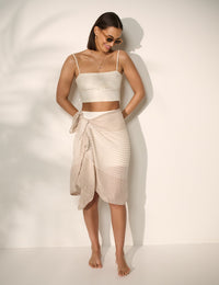 Beige stripe Scarf-Sarong