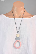 Load image into Gallery viewer, Pink and Grey Wooden Necklace