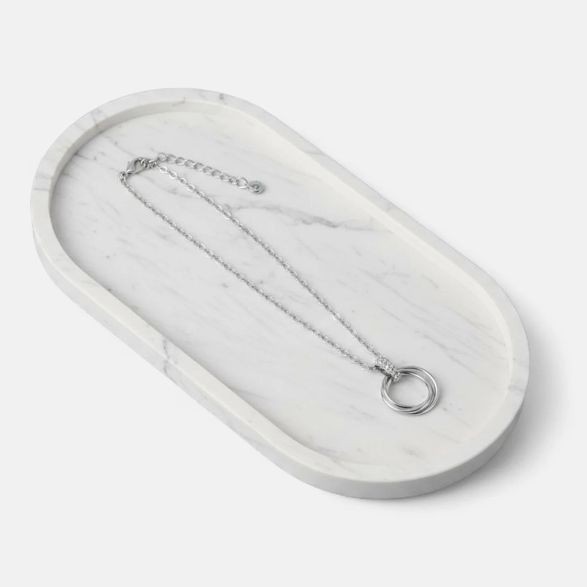 Short Silver Double Ring Necklace