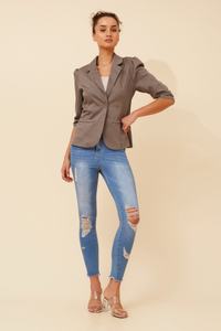 Ruched Sleeve Blazer