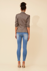 Ruched Sleeve Blazer
