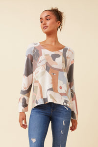 Multi Grey Knit Top