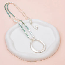 Load image into Gallery viewer, Oval Pendant with Green Quartz Long Necklace