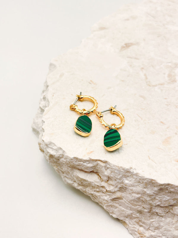 Airin Stone Earrings-Green