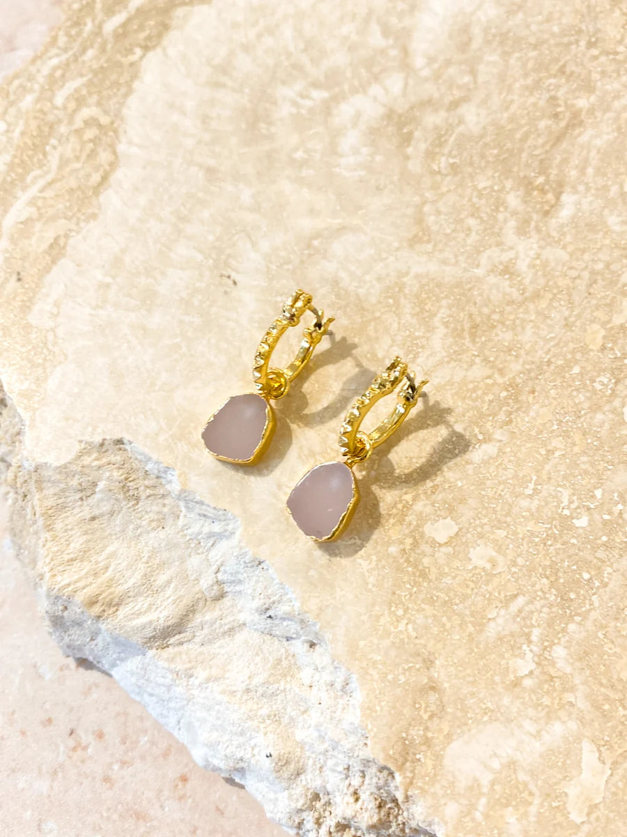 Airin Stone Earrings in Pink