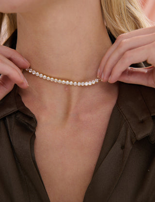 Tennis Diamanté 18K Gold Plated Necklace
