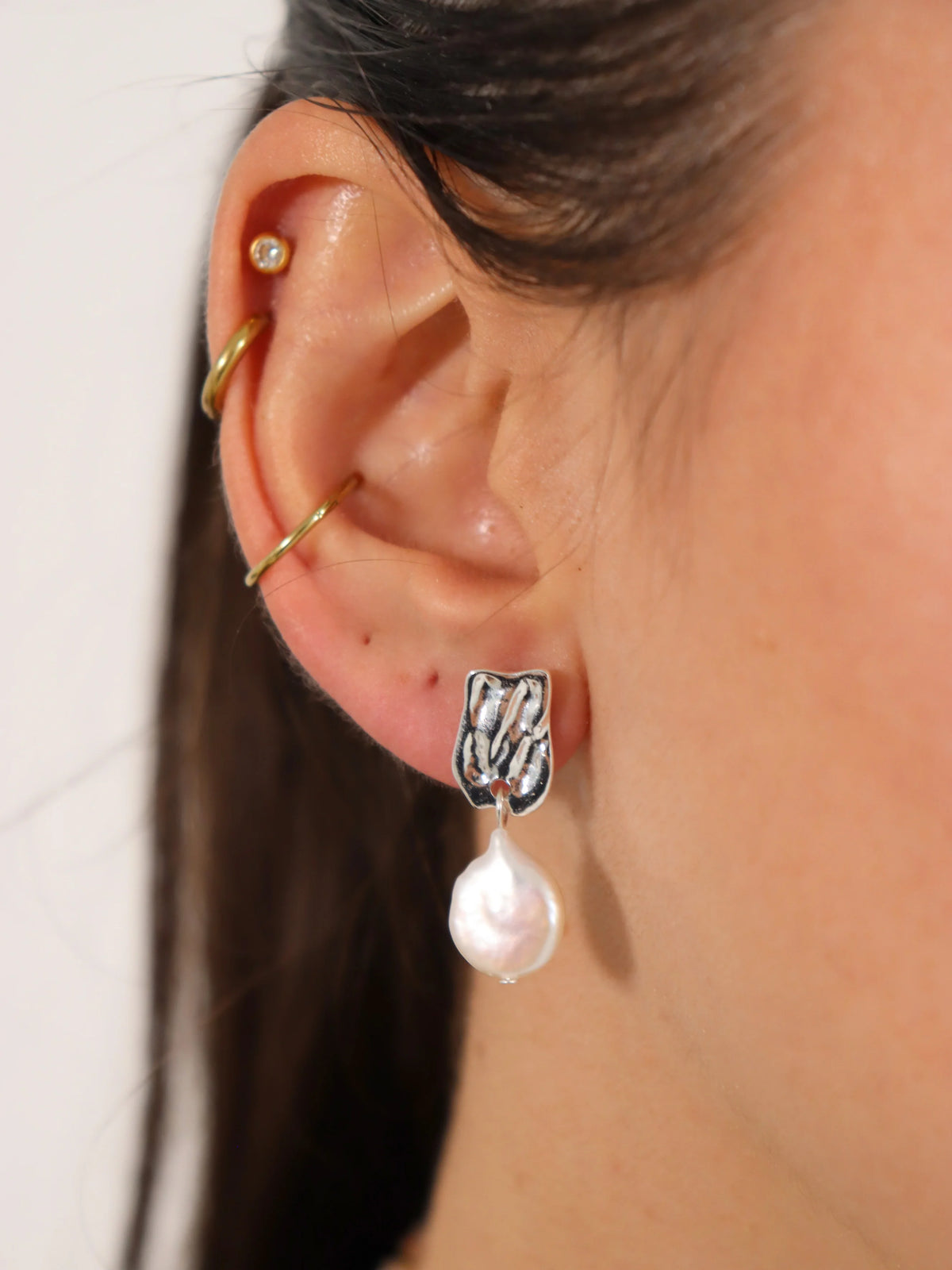Messina Silver Plate Pearl earring
