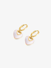 Load image into Gallery viewer, Jules Heart White 18K Gold Plated Earrings
