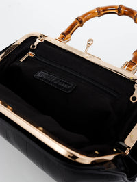 Palmier Black Bamboo handle Bag