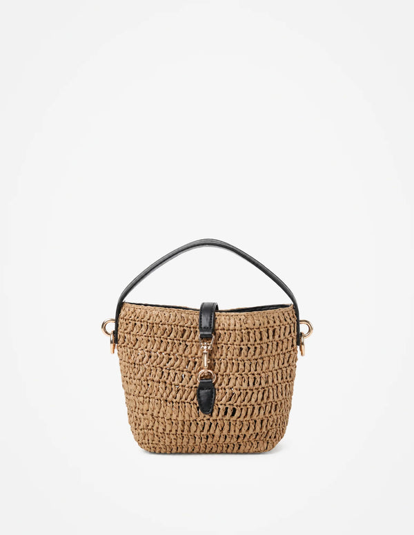 Jolie Multiway Mini Straw Bag in Tan