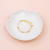 Heart and Pearl Pendant Bracelet