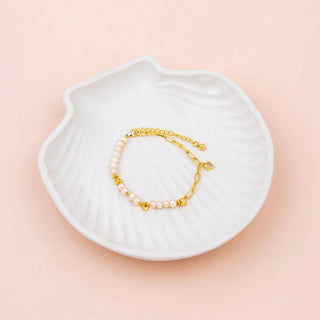 Heart and Pearl Pendant Bracelet