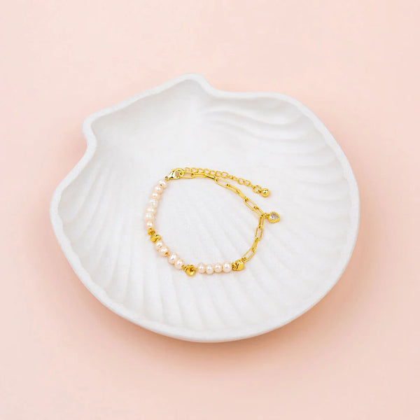 Heart and Pearl Pendant Bracelet