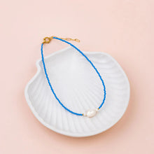 Load image into Gallery viewer, Blue Fine Beads with Fresh Water Pearl Necklace